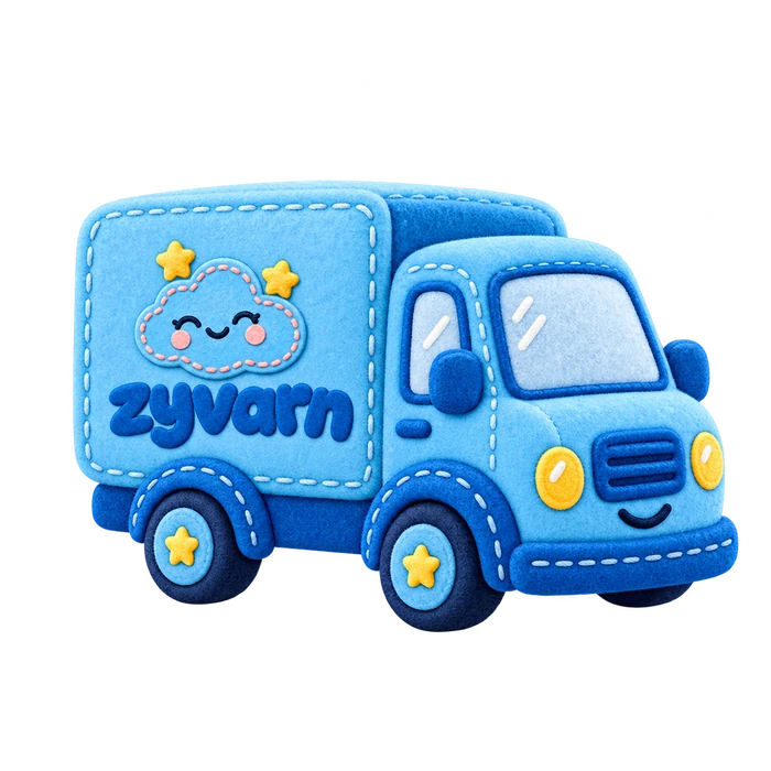 Envío gratis Zyvarn: camión azul con el logo infantil.